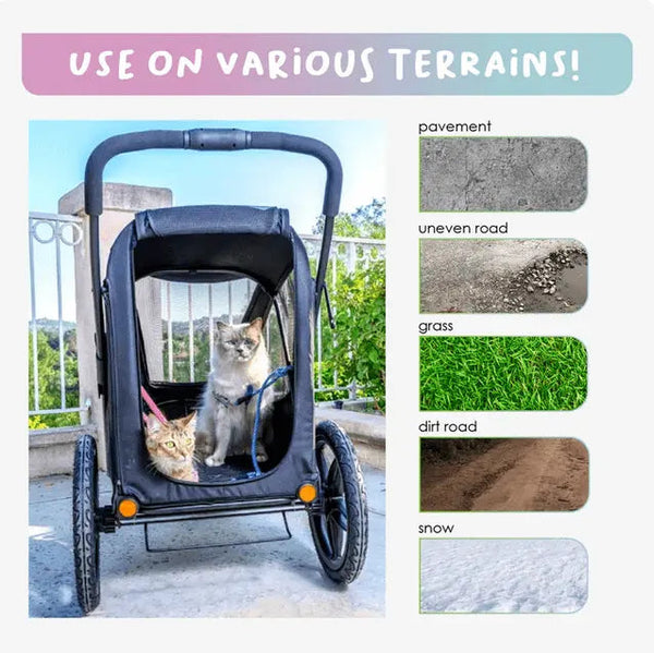 Petique Breeze Pet Jogger Stroller incl. Free Rain Cover & Bike Adapter Pet Strollers Petique Silver Circle Pets