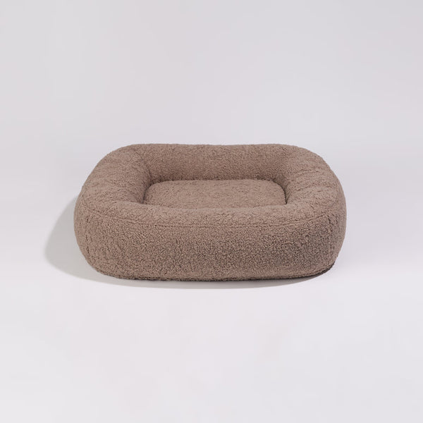 PillowVilla Bouclé Dog Bed PEBBLE Dog Bed PillowVilla Silver Circle Pets