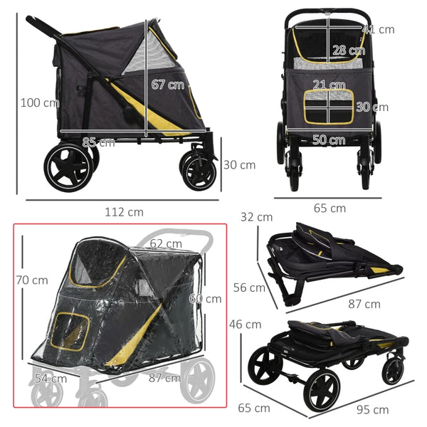 PawHut 167V Foldable Large Pet Stroller