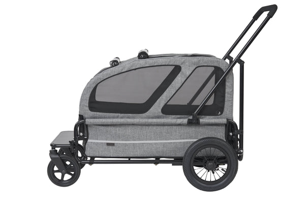 AirBuggy Cube Carriage Pet Cart | Integrated Ramp | Modular Roof-Pet Stroller-AirBuggy- Silver Circle Pets