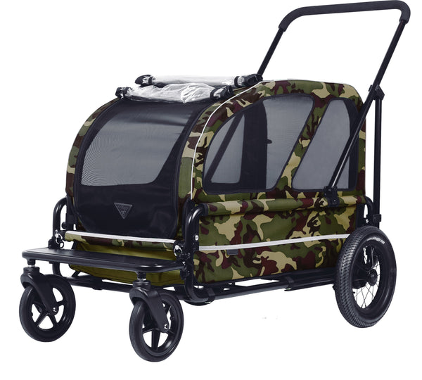 AirBuggy Cube Carriage Pet Cart | Integrated Ramp | Modular Roof-Pet Stroller-AirBuggy- Silver Circle Pets