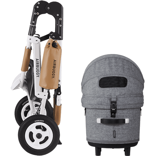 AirBuggy DOME 3 Brake Pet Stroller & Travel System | Handbrake | Slim Fold-Pet Stroller-AirBuggy- Silver Circle Pets