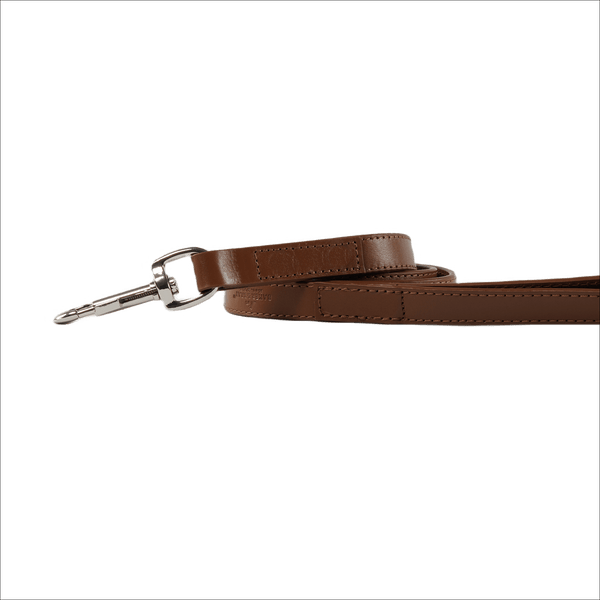 Baker & Bray Sustainable Designer Leather Dog Lead | Brown-Dog Leash-Baker & Bray- Silver Circle Pets