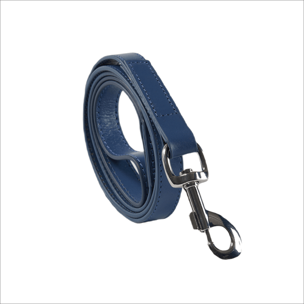 Baker & Bray Sustainable Designer Leather Dog Lead | Navy-Dog Leash-Baker & Bray- Silver Circle Pets