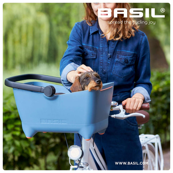 Basil Buddy KF Dog Bike Front Basket-Pet Accessories-Basil- Silver Circle Pets
