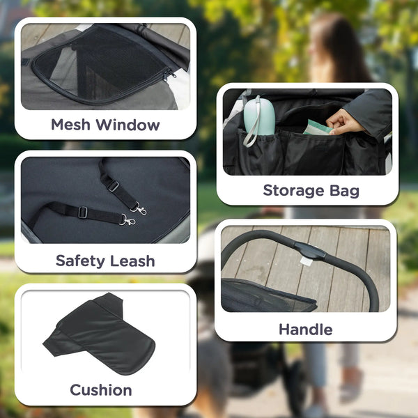 PawHut 210V Shock Absorbing Large Pet Stroller