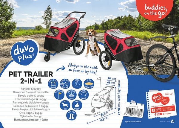 Buddies on the Go! Pet Trailer 2-in-1 | 20% Off-Pet Trailer-Buddies on the go!- Silver Circle Pets