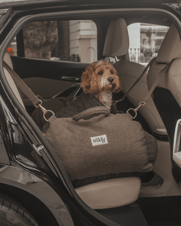 By Teddy The Cosy Dog Car Seat | Vegan Sherpa Fabric-Dog Car Seat-By Teddy- Silver Circle Pets