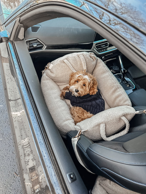 By Teddy The Cosy Dog Car Seat | Vegan Sherpa Fabric-Dog Car Seat-By Teddy- Silver Circle Pets