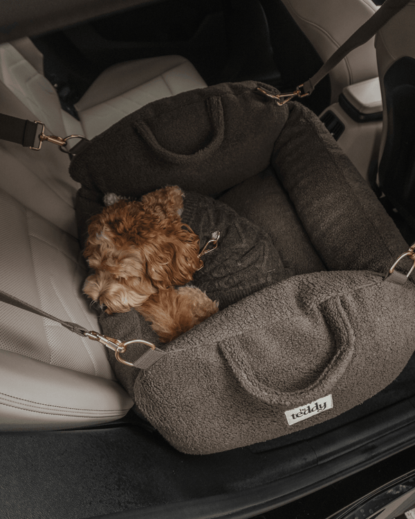 By Teddy The Cosy Dog Car Seat | Vegan Sherpa Fabric-Dog Car Seat-By Teddy- Silver Circle Pets