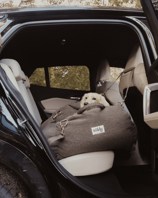 By Teddy The Cosy Dog Car Seat | Vegan Sherpa Fabric-Dog Car Seat-By Teddy- Silver Circle Pets