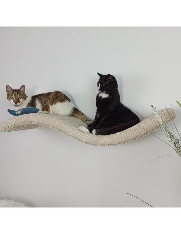 Cat's Atelier Metal Base Cat Wall Shelf | WAVE 95 cm Unymmetrical Left