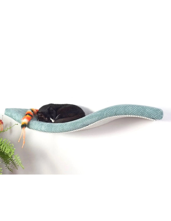 Cat's Atelier Cat Wall Shelf | Playful Curve Left 75 cm-Cat Shelf-Cat's Atelier- Silver Circle Pets