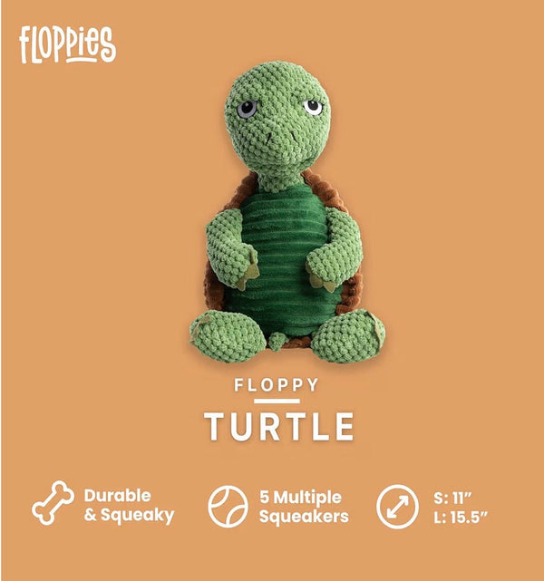 Fabdog Small Floppy Turtle Toy For Dogs-Dog Toy-Fabdog- Silver Circle Pets