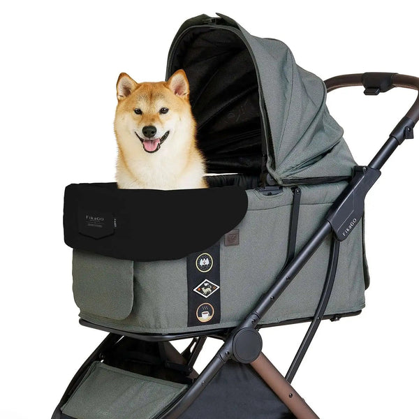 FikaGO Pet Pram Cushion | Reversible & Magnetic-Pet Stroller Accessories-FikaGo- Silver Circle Pets