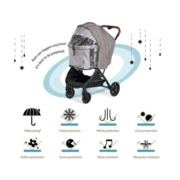 FikaGO Rain Cover for Pet Stroller | All-Weather Protection-Rain Cover-FikaGo- Silver Circle Pets