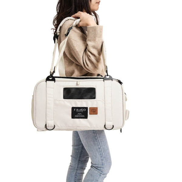 FikaGO Truffle | 6-in-1 Folding Pet Carrier | Airline Approved-Pet Carrier-FikaGo- Silver Circle Pets
