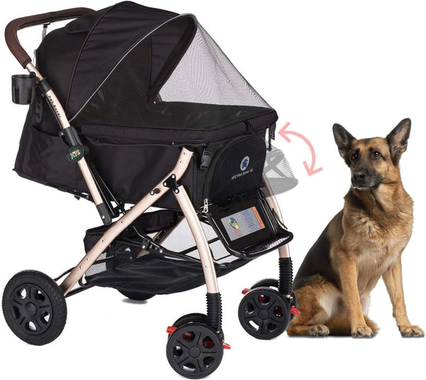 HPZ Pet Rover XL Stroller | Extra-Long Expandable-Pet Strollers-HPZ Pet Rover- Silver Circle Pets