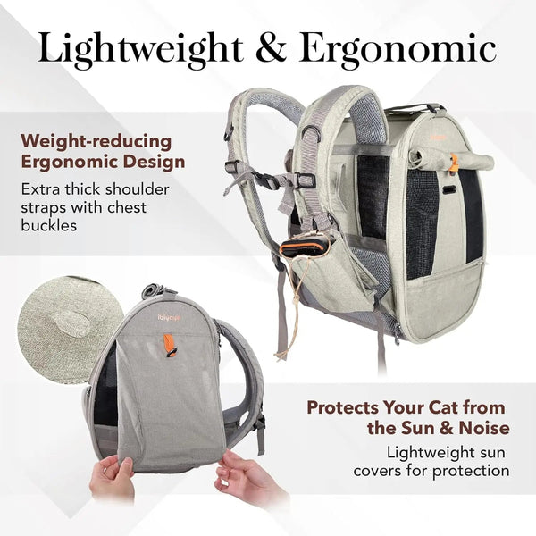 Ibiyaya Adventure Cat Carrier Backpack | Airline-Approved-Pet Accessories-Ibiyaya- Silver Circle Pets