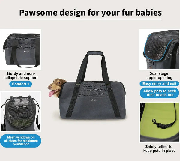 Ibiyaya Breezy Wanderer Dachshund Tote Bag | Airline Approved - Ibiyaya- Silver Circle Pets
