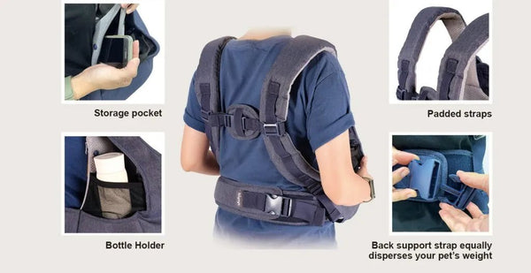 Ibiyaya Hug Pack Small Dog Chest Carrier-Pet Carrier-Ibiyaya- Silver Circle Pets