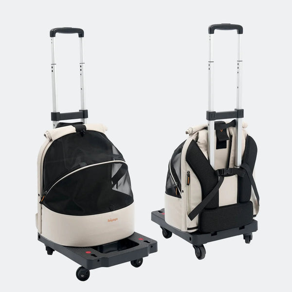 Ibiyaya Pet Carrier Folding 4 Wheel Trolley-Pet Carrier-Ibiyaya- Silver Circle Pets