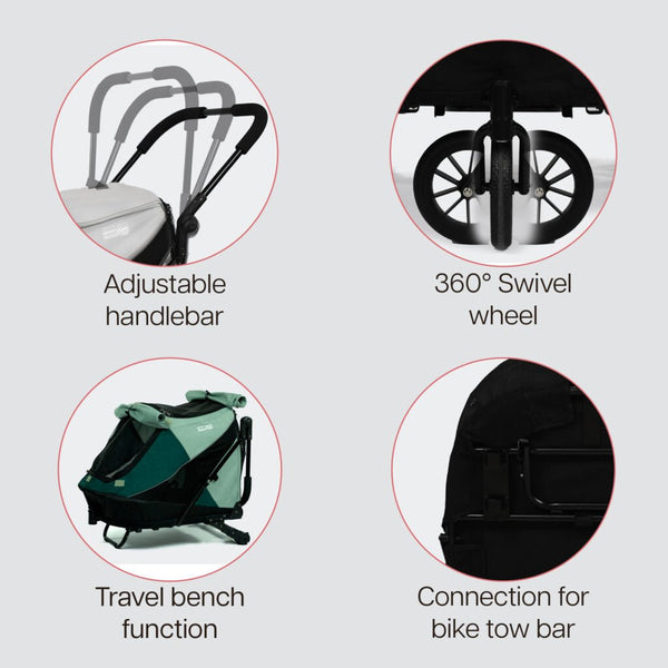 InnoPet Noah Dog Stroller, Bike Trailer & Travel Crate-Pet Strollers-Innopet- Silver Circle Pets