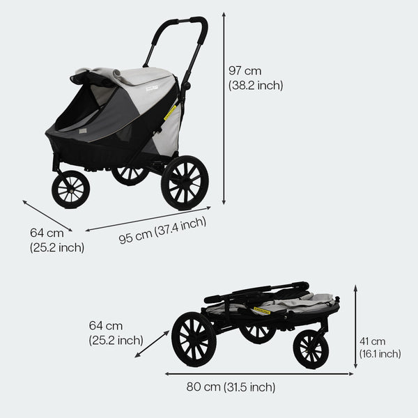 InnoPet Noah Dog Stroller, Bike Trailer & Travel Crate-Pet Strollers-Innopet- Silver Circle Pets