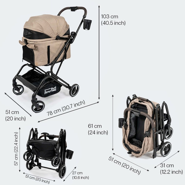InnoPet Nomad 3-in-1 Pet Stroller Travel System-Pet Strollers-InnoPet- Silver Circle Pets