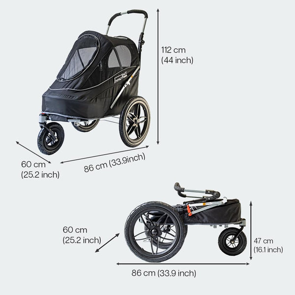 InnoPet Sporty EVR Dog Stroller & Bike Trailer | Free Rain Cover + Tow Bar-Pet Strollers-Innopet- Silver Circle Pets