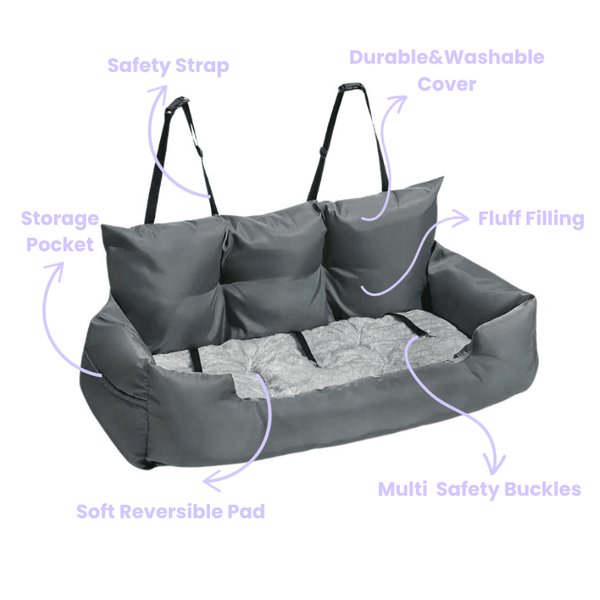 Julibee Vibrant Waterproof Large Dog Car Seat-Dog Car Seat-Julibees- Silver Circle Pets