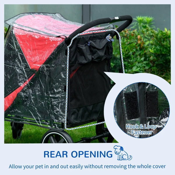 PawHut 167V Foldable Large Pet Stroller Rain Cover