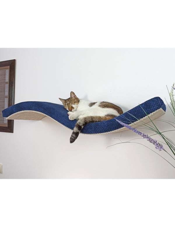 Cat's Atelier Metal Base Cat Wall Shelf WAVE | 75 cm Symmetrical Right