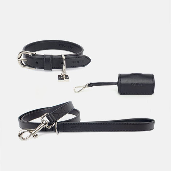 Neula Courage Vegan Leather Dog Collar Walk Set-Collar & Leash Set-Neula- Silver Circle Pets
