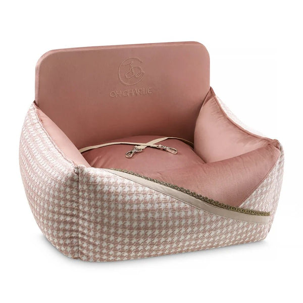 Oh Charlie Dog Car Seat Bed Glamour-Dog Car Seat-Oh Charlie- Silver Circle Pets