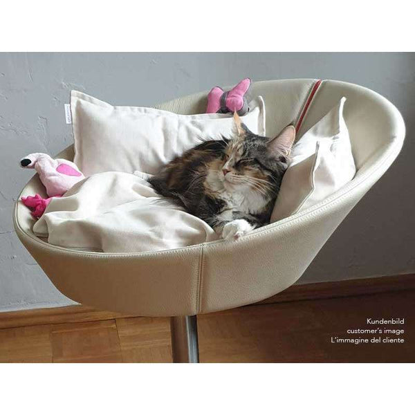 Pet Interiors Cosmo Buffalo Leather Deluxe Cat Bed-Cat Bed-Pet Interiors- Silver Circle Pets