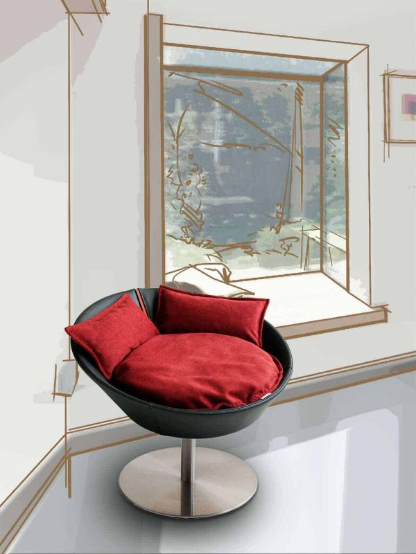 Pet Interiors Cosmo Faux Leather Deluxe Cat Bed-Cat Bed-Pet Interiors- Silver Circle Pets