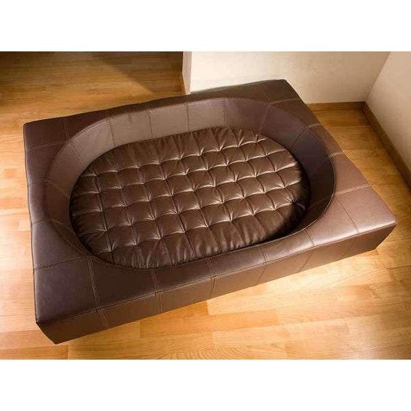 Pet Interiors Cube Genuine Leather Dog Bed-Dog Bed-Pet Interiors- Silver Circle Pets