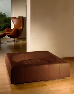 Pet Interiors Cube Genuine Leather Dog Bed-Dog Bed-Pet Interiors- Silver Circle Pets