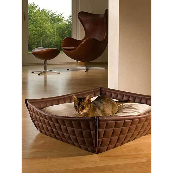 Pet Interiors Leather Cat Basket BOWL-Cat Bed-Pet Interiors- Silver Circle Pets
