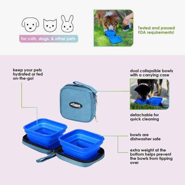 Petique 2-in-1 Portabowl-Pet Strollers Accessories-Petique- Silver Circle Pets