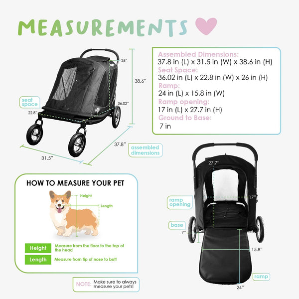 Petique Apollo Elite Pet Stroller & Trailer | Integrated Ramp-Pet Strollers-Petique- Silver Circle Pets