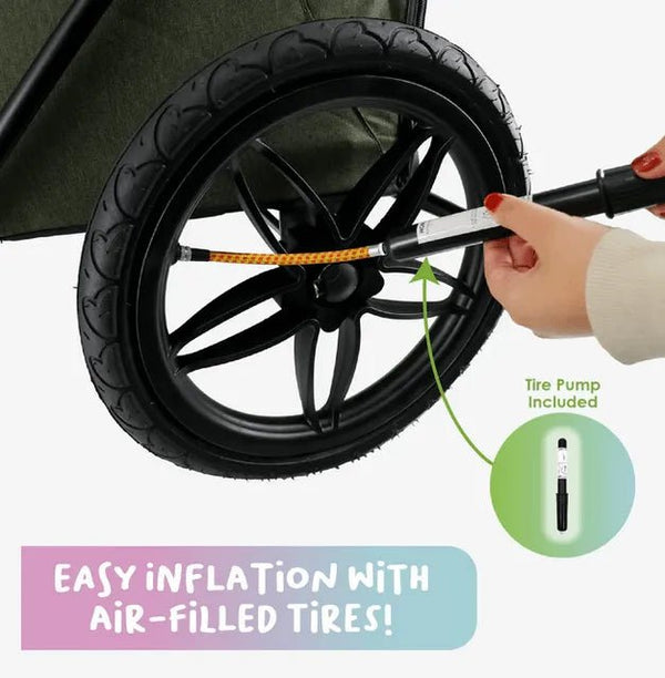 Petique Breeze Pet Jogger Stroller incl. Free Rain Cover & Bike Adapter-Pet Strollers-Petique- Silver Circle Pets