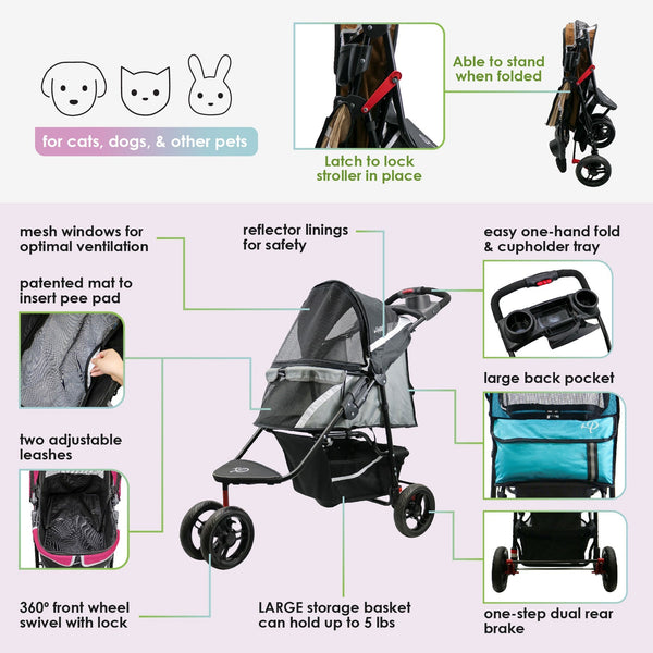 Petique Revolutionary Pet Stroller-Pet Strollers-Petique- Silver Circle Pets
