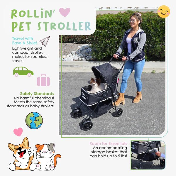 Petique Rollin' Pet Stroller-Pet Strollers-Petique- Silver Circle Pets