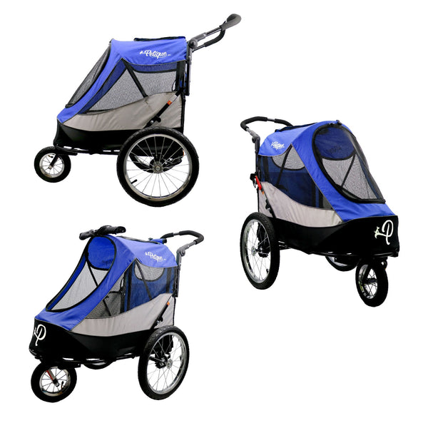 Petique Trailblazer Pet Stroller & Dog Bike Trailer incl. Free Rain Cover + Tow Bar-Pet Strollers-Petique- Silver Circle Pets
