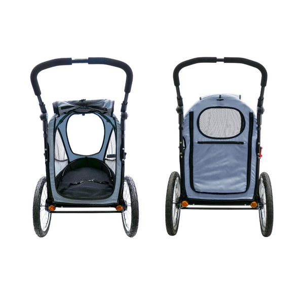 Petique Trailblazer Pet Stroller & Dog Bike Trailer incl. Free Rain Cover + Tow Bar-Pet Strollers-Petique- Silver Circle Pets