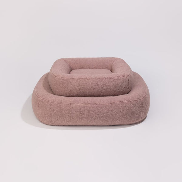PillowVilla Bouclé Dog Bed PEBBLE-Dog Bed-PillowVilla- Silver Circle Pets