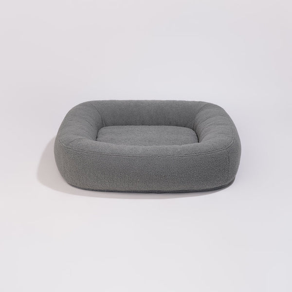 PillowVilla Bouclé Dog Bed PEBBLE-Dog Bed-PillowVilla- Silver Circle Pets