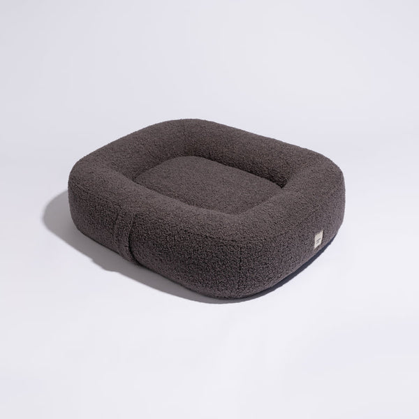 PillowVilla Bouclé Dog Bed PEBBLE-Dog Bed-PillowVilla- Silver Circle Pets